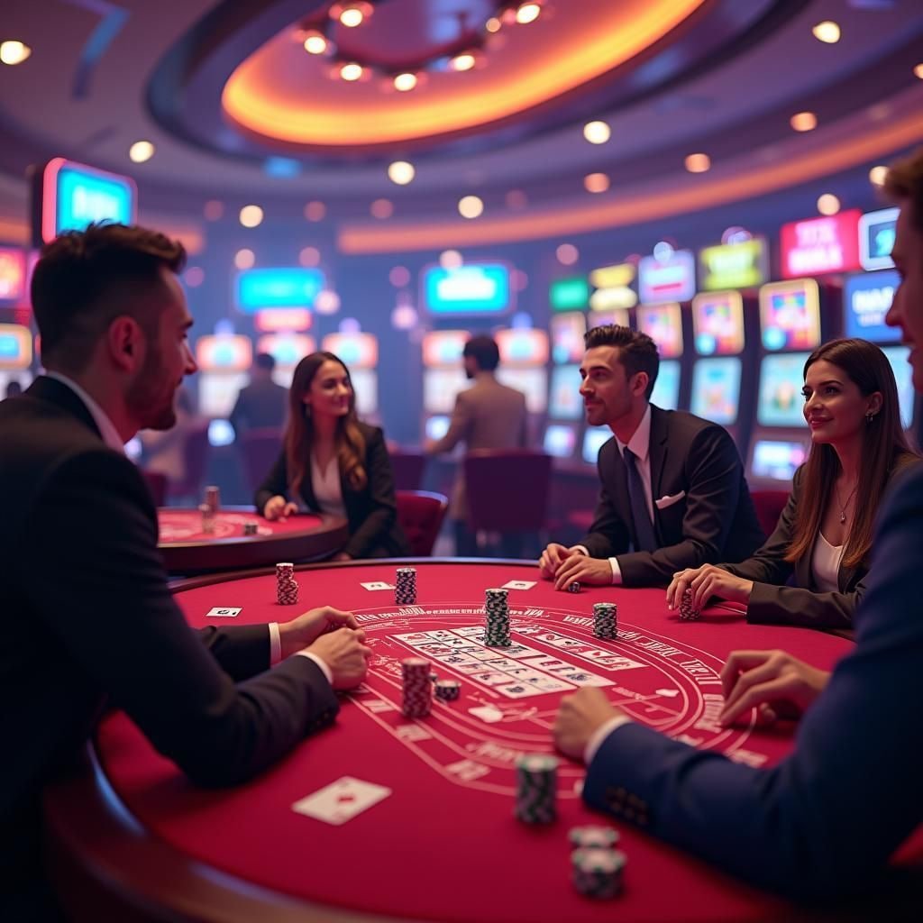 Multi-game dashboard showing slots and live tables